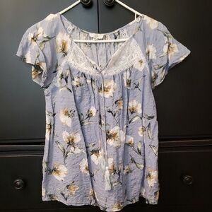 Entro Blue Floral Lace Women's Blouse